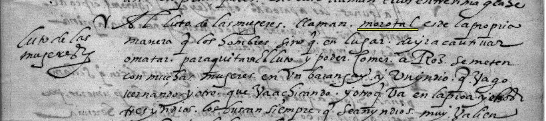 Mention of morotal in Loarca’s Relacion